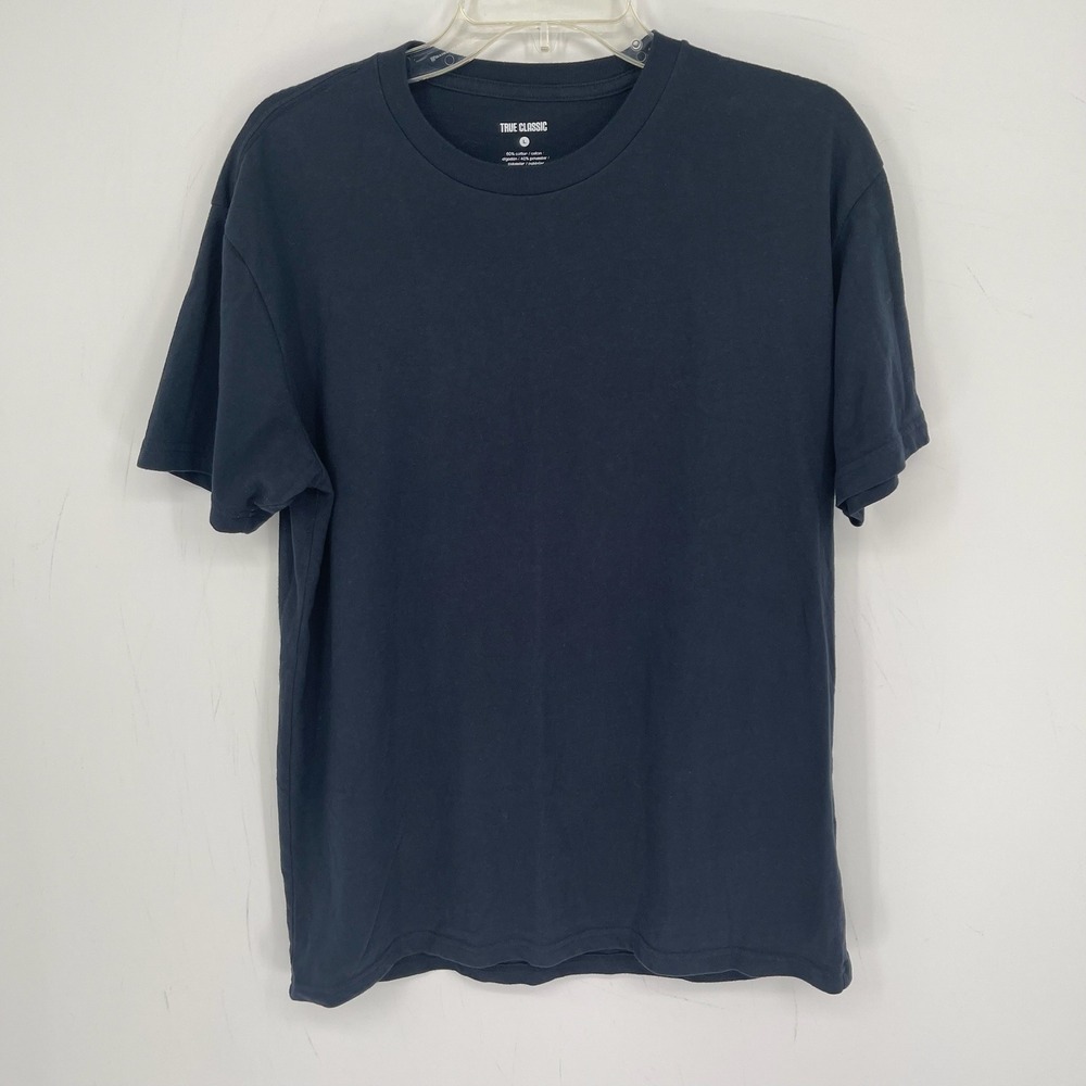 True Classic Men's Navy Blue Short Sleeve Crew Neck Casual Tee T-Shirt Size L